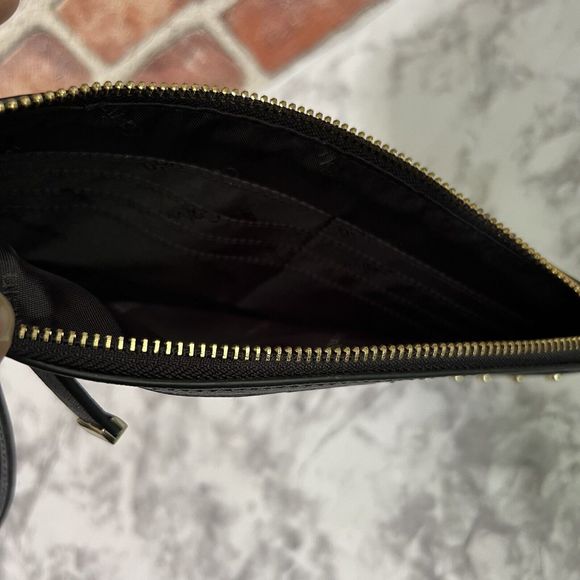 Calvin Klein Leather Studded Clutch Wristlet Handbag Black Gold Lined H3GG11WA - Picture 17 of 17